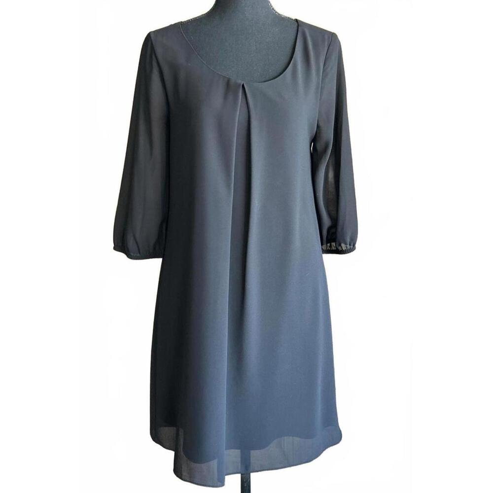 BCX Womens Shift Dress Sz Medium Black Scoop Neck Back Cut Out